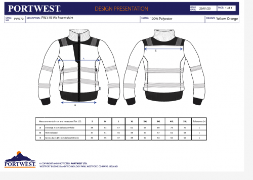 Jacheta Hi-Vis baffle, portocaliu/negru, regular, PW3, Portwest